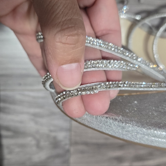 Jessica Simpson Jaeya Sandal Women Silver Rhinestones Sz 8 - Picture 9 of 15